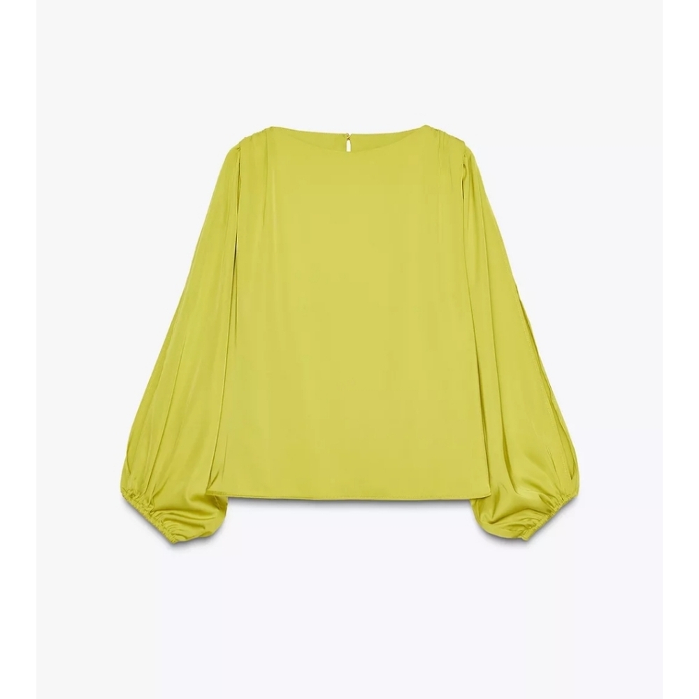 ZARA SATIN EFFECT CUTOUT SLEEVE / SIZE SMALL / LIME GREEN